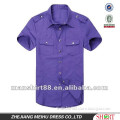 2016 Blue Casual shirt for men with short sleeve two pockets in summer